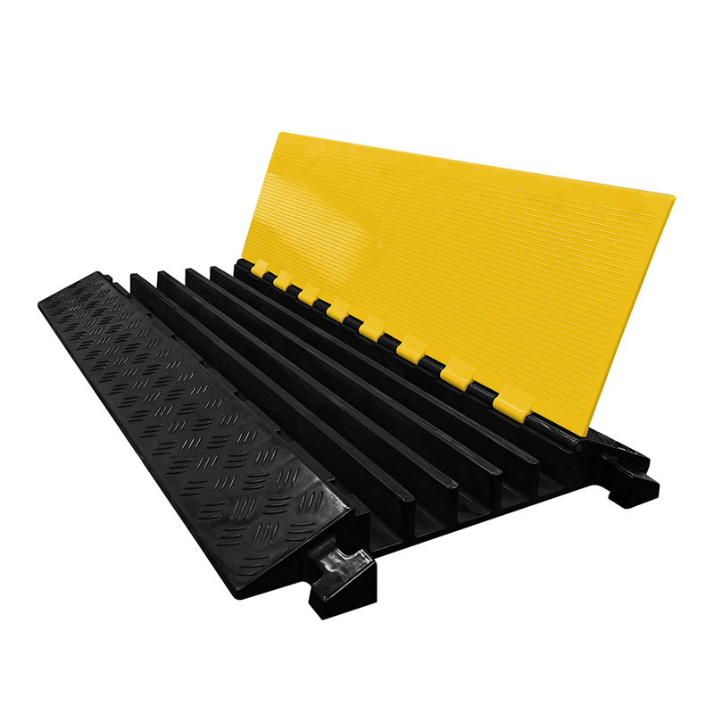 Industrial construction site cable management and protection setup